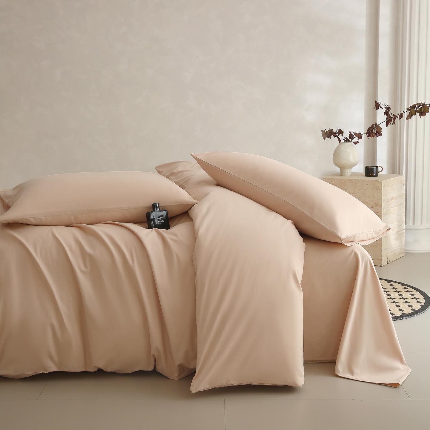 100% algodón conjunto de cuatro piezas 60 algodón de lana larga de color sólido dobles de algodón grueso cama dormitorio de estudiantes tres piezas conjunto simple