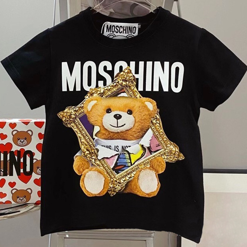クロスボーダーヨーロッパとアメリカのトレンドブランド春夏新作ラウンドネックプルオーバー親子ベアTシャツ半袖カップルスタイル|undefined