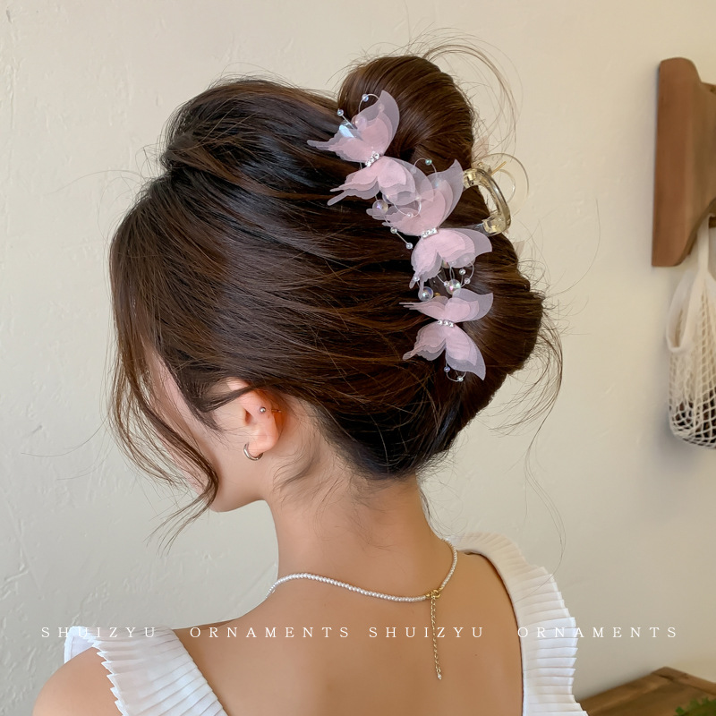 1 # mariposa rosa naranja 13cm