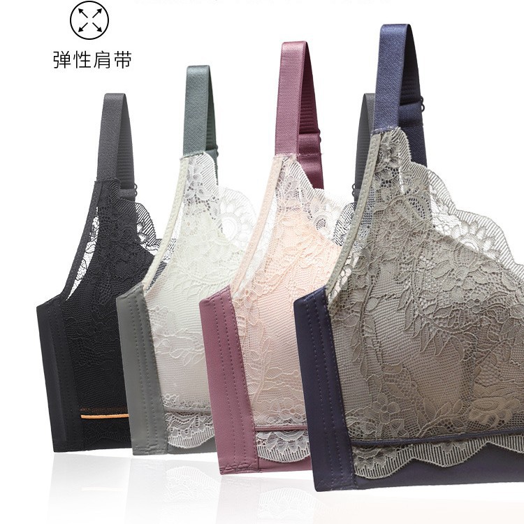 Nuevo encaje sexy sin costuras ropa interior inalámbrica soporte superior de las mujeres push up mama-recoger sujetador ajustable traje