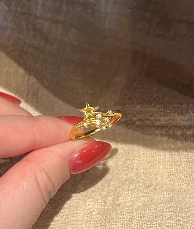 星雨炸开的烟花星星闪亮微镶锆石戒指女小众设计个性氛围感指环|undefined
