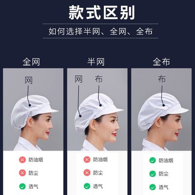 Chef Hat Food cap Cotton fabric Fabric white ventilation work Hat Mesh cap Printing