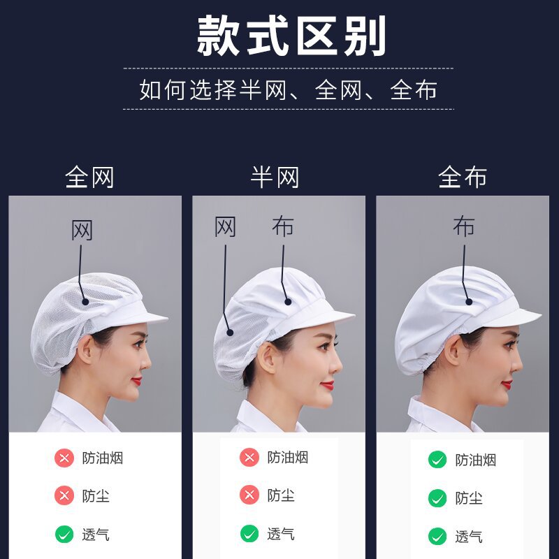 Chef Hat Food cap Cotton fabric Fabric white ventilation work Hat Mesh cap Printing