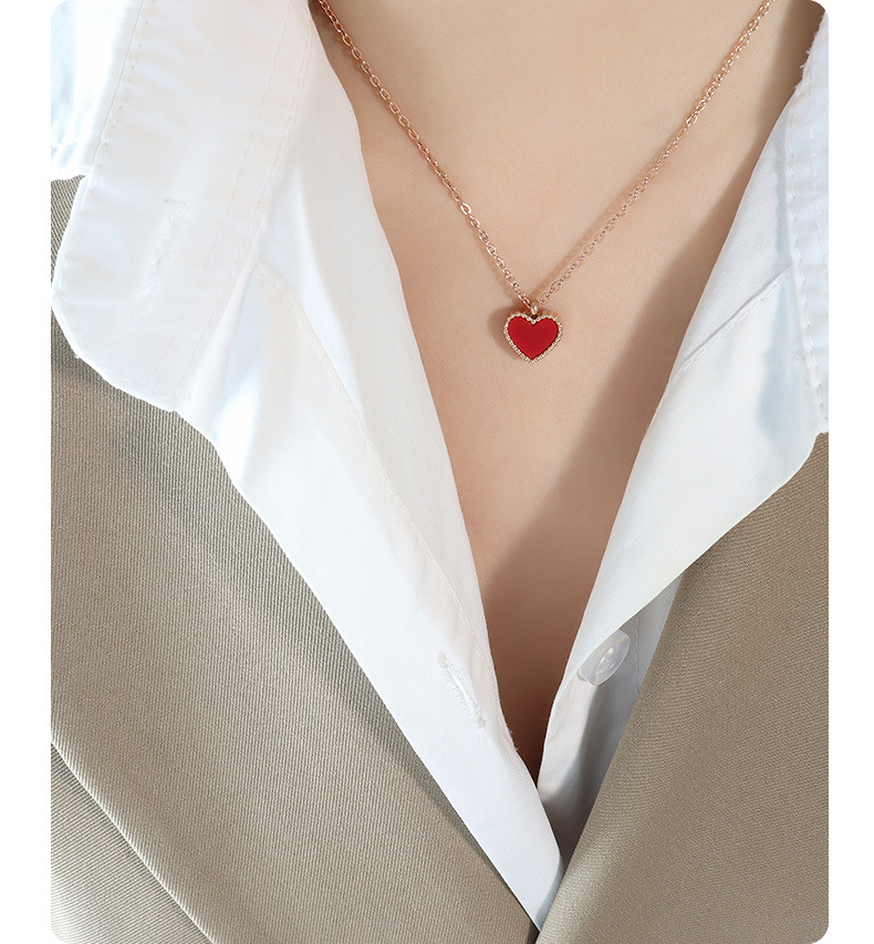 Fashion Heart Shape Arylic Titanium Steel Enamel Necklace 1 Piece