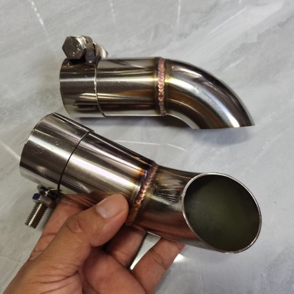 Universal Exhaust Pipe with Downward Hidden Elbow Tailpipe, Downward Curved Stainless Steel Accessory Tail Section