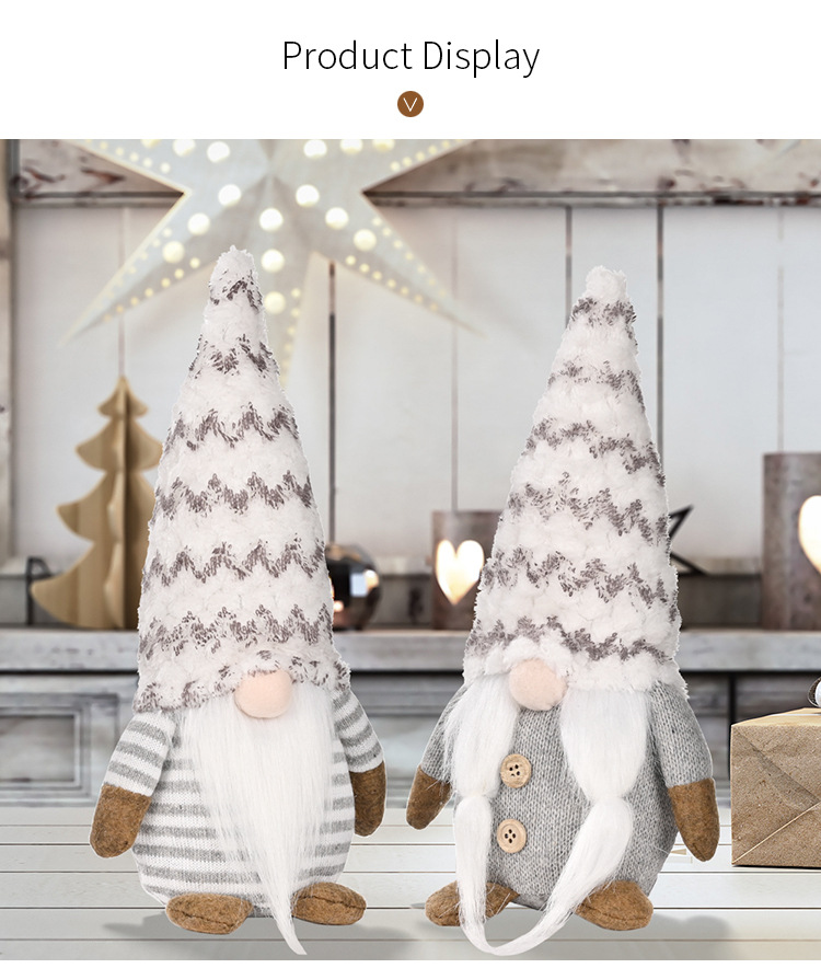 280g Weight Christmas Festival Cross-border New Christmas Decoration Christmas Rudolf Doll Christmas Gray Faceless Doll Standing Posture Doll Ornaments 5