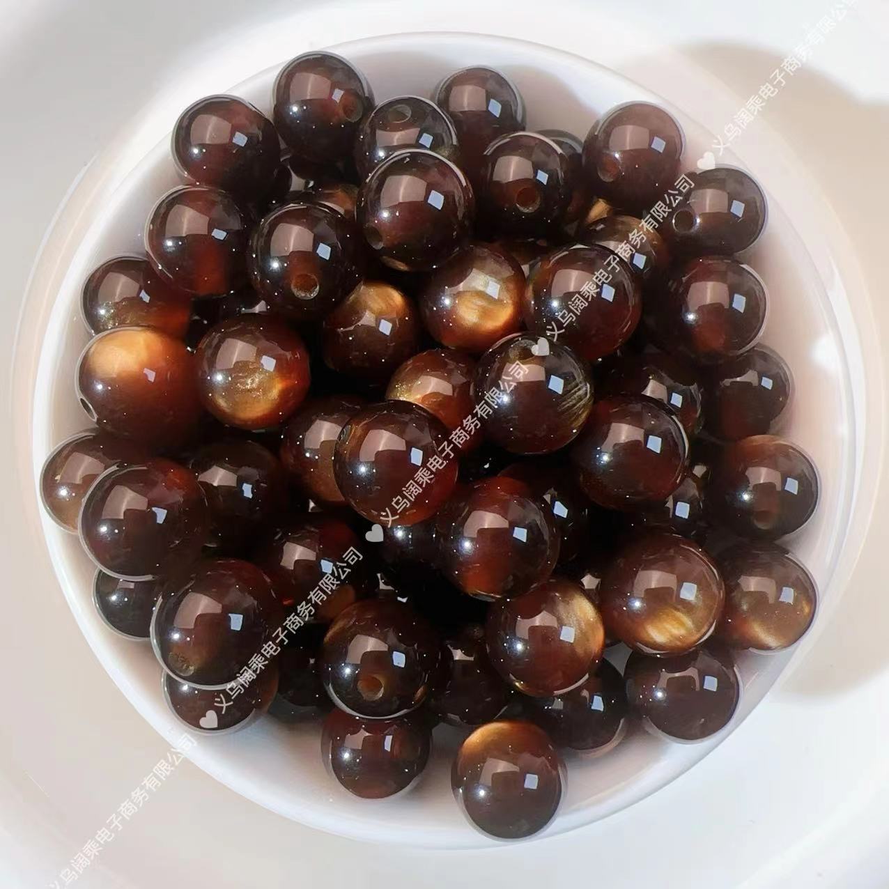 17#Resin cat eye beads dark brown color