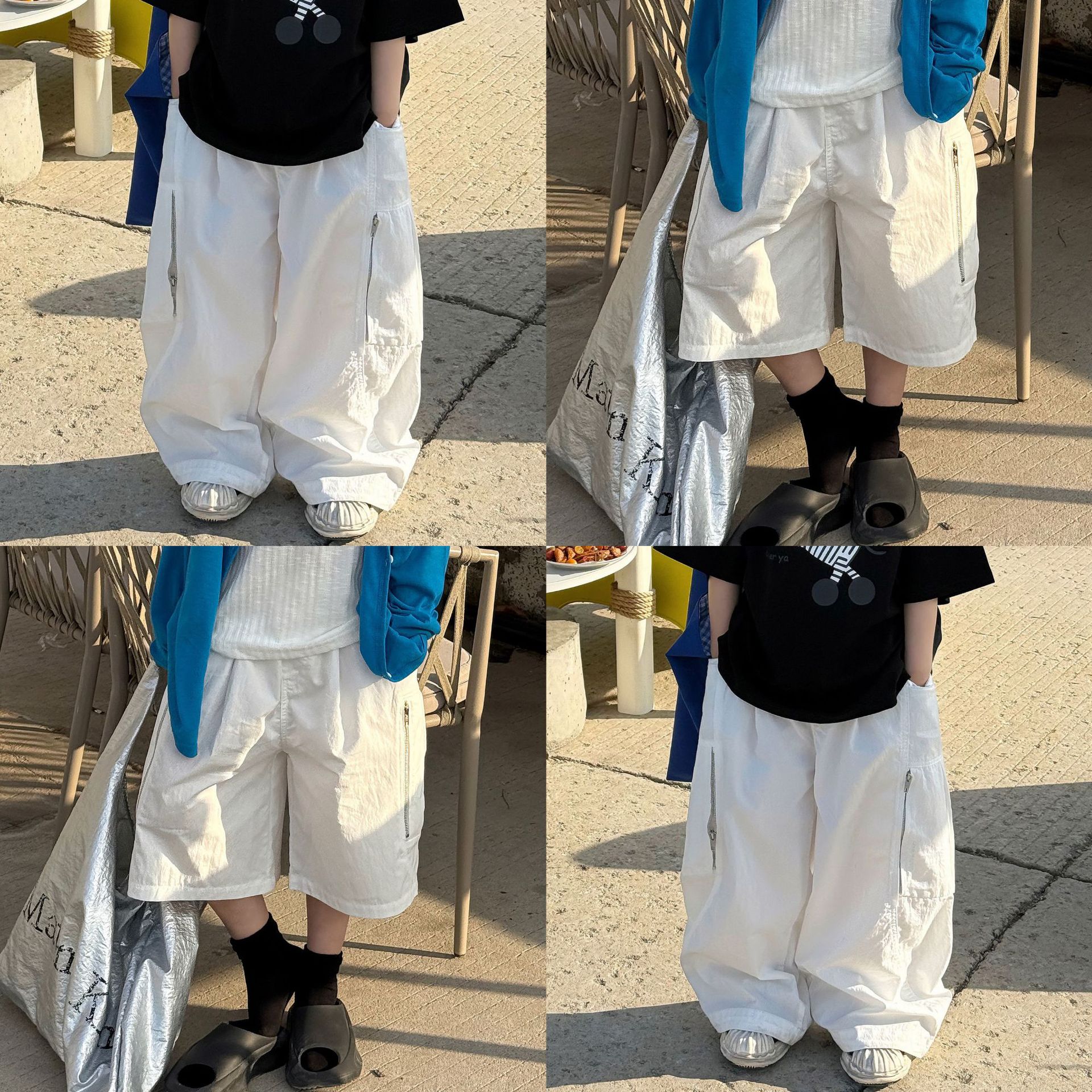 Summer children's solid color breathable trousers for boys