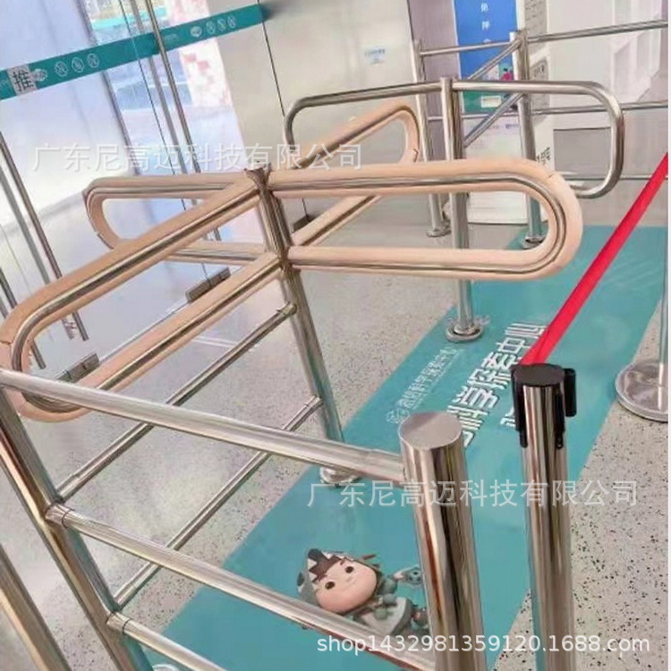 厂家直供医院出口人行十字单向旋转门闸机不锈钢半高简约加厚滚栅