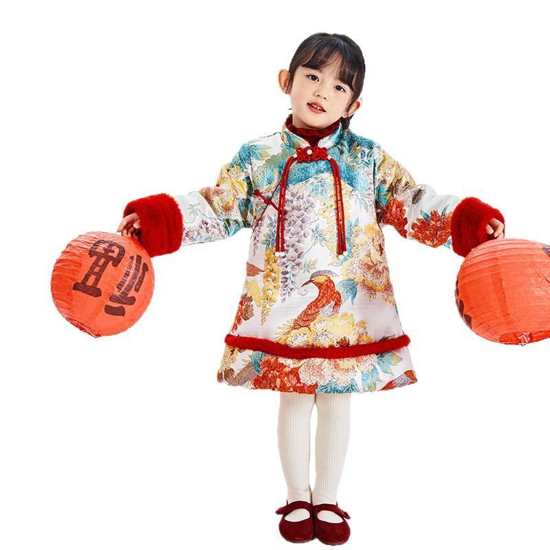 [Beneficios de invierno de liquidación de fans] Niñas nuevas faldas chinas, vestidos de Año Nuevo, vestidos de cheongsam, faldas de invierno