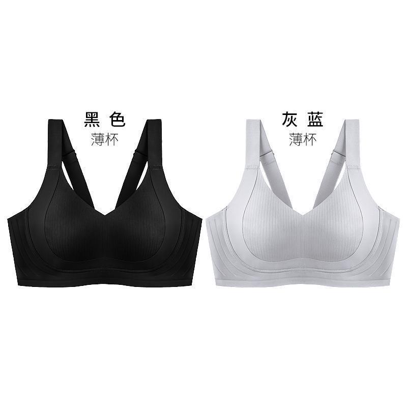 千奈美内衣大胸显小全罩杯防垂收副美乳同款活宫无痕文胸黑色肤色|undefined