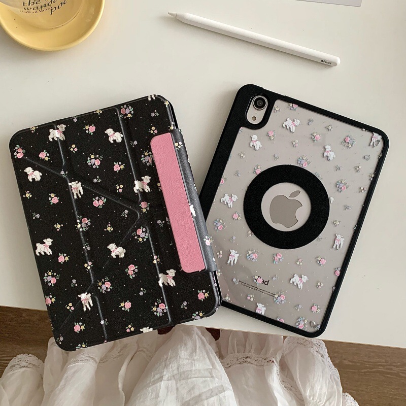 Pink Floral Lamb Suitable for Ipad10 Tablet Magnetic Separation 10.2inch Protective Cover with Pen Slot 10.9 Pink Floral Lamb Suitable for Ipad10 Tablet Magnetic Separation 10.2inch Protective Cover with Pen Slot 10.9
