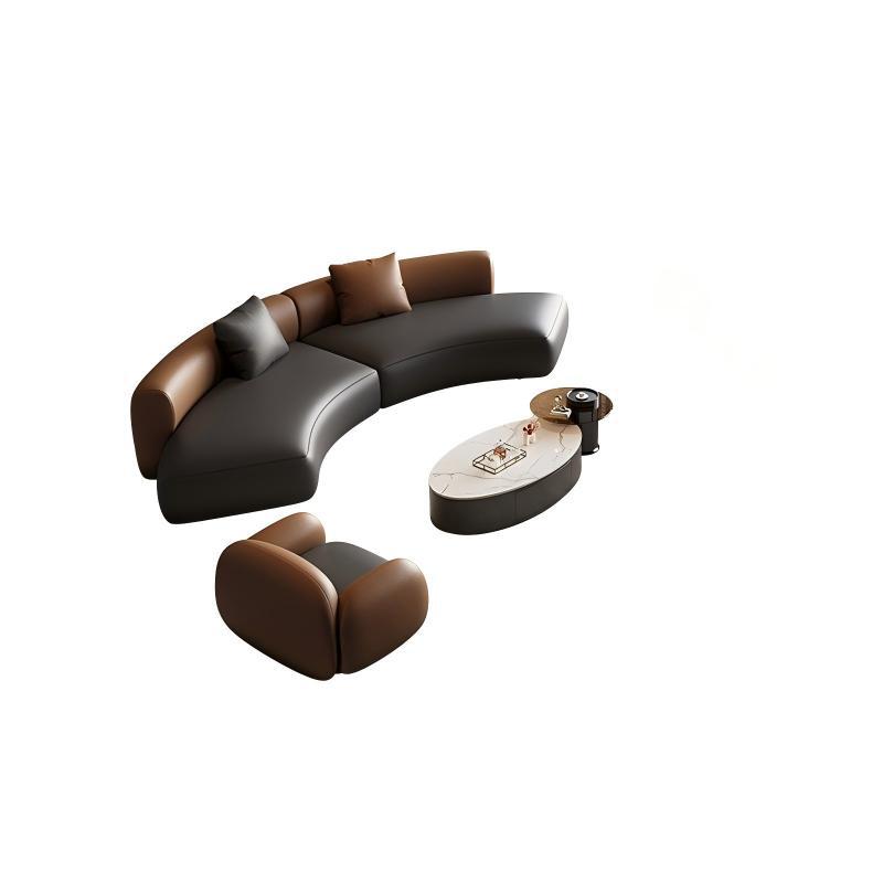 Sofá italiano de lujo recto y curvo mesa de té sala de estar del hotel sala de estar gran sala de recepción mesa y silla combinación