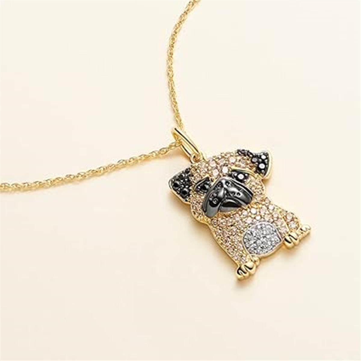 Pendant Necklace Classification Zinc Alloy Chain Material Cute Dog Artificial Crystal Zinc Alloy Cable Chain Pendant Necklaces Wholesale