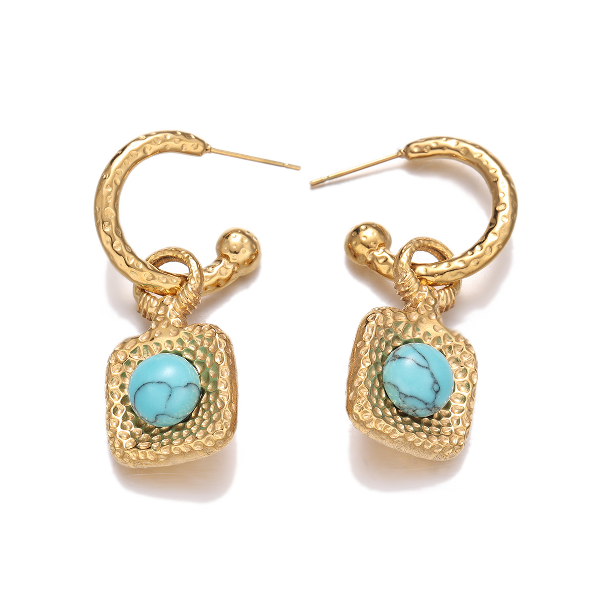 Taina Europa y los Estados Unidos fábrica transfronteriza venta directa de moda de acero inoxidable oro aretes geométricos no se desvanecen joyas de nicho al por mayor