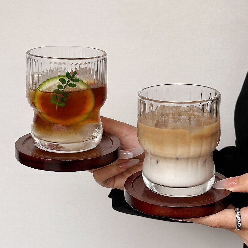 Chubby Ice Americano Coffee Cup Milk Latte Glass Cup with a Vintage Design for Summer Cold Drinks Chubby Ice Americano Coffee Cup Milk Latte Glass Cup with a Vintage Design for Summer Cold Drinks