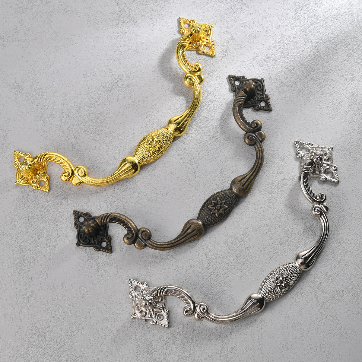 Jingmao-334 Plus Size Antique Eight-Star Alloy Handle Jewelry Box Lifter Retro Handle Wooden Box Wine Box 15*6cm