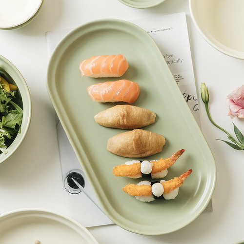 Nordic matte ceramic dish set household simple rice bowl plate tableware salad bowl cereal bowl soup bowl