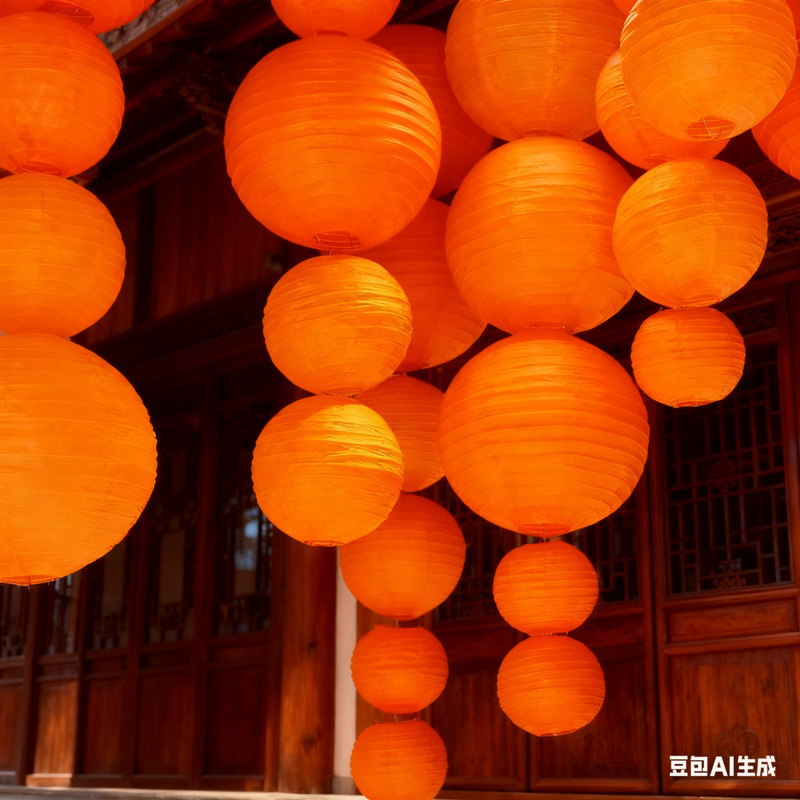 Outdoor Solid Color Lanterns Chinese Style in Stock Round Shape for Scenic Spots, Weddings, and Celebrations Foldable Paper Wholesale New Chinese Style