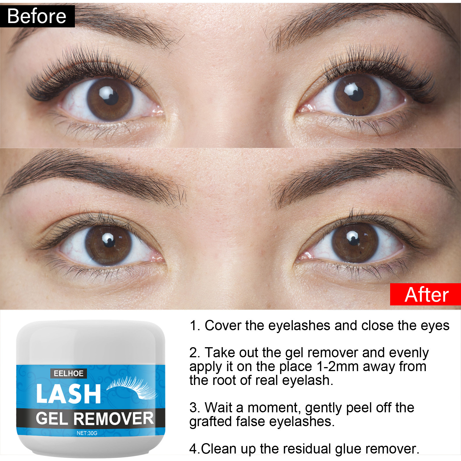 EELHOE grafting false mascara cream er skånsom, rask og ikke-irriterende, og fjerner svarte øyne._voghion.com