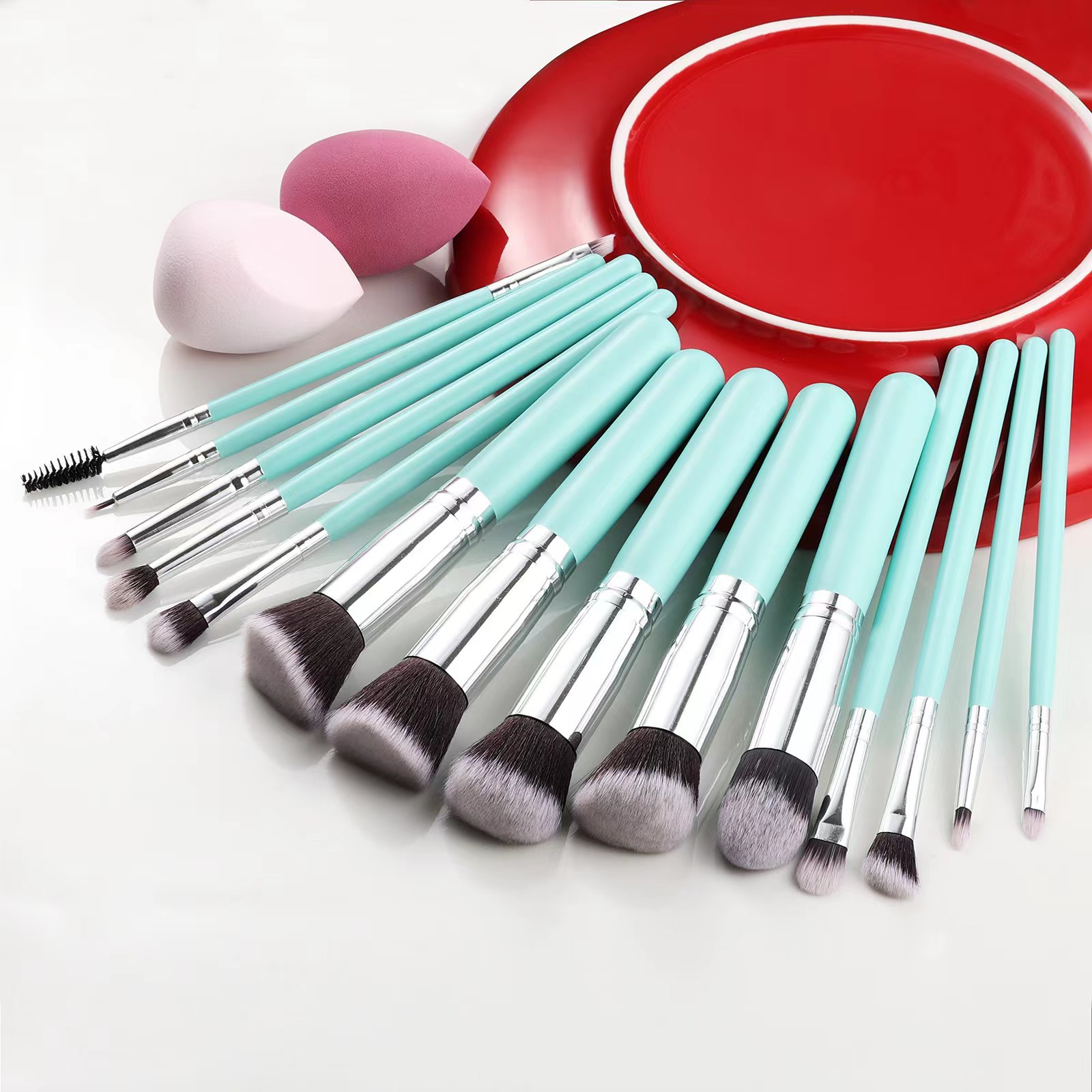 Amazon popular amazon14 cepillos de maquillaje traje de polvo suelto cepillo de Fundación cepillo de pelo suave Cangzhou en stock al por mayor