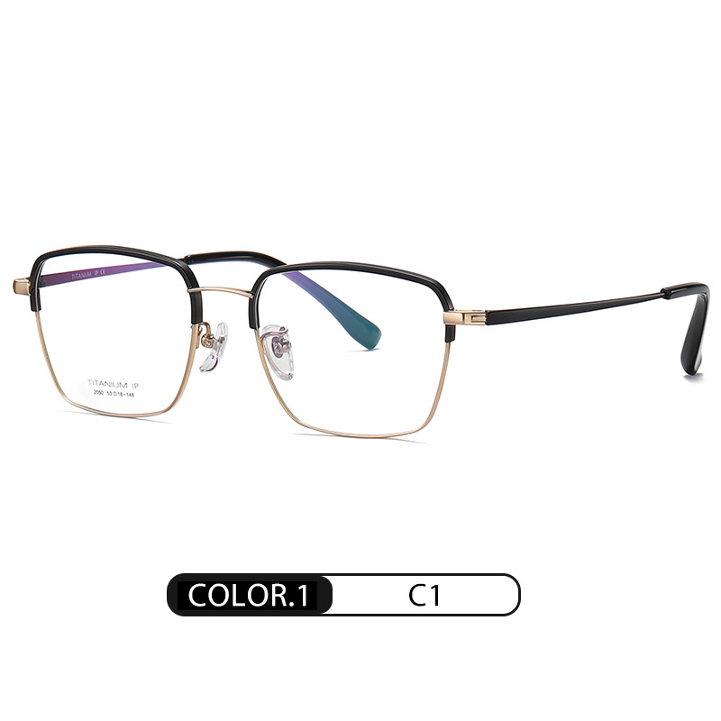 Nuevo Marco de gafas de titanio puro Shenzhen IP de dos colores galvanoplastia artesanía YJ2050 Fashion Square marco redondo miopía gafas marco