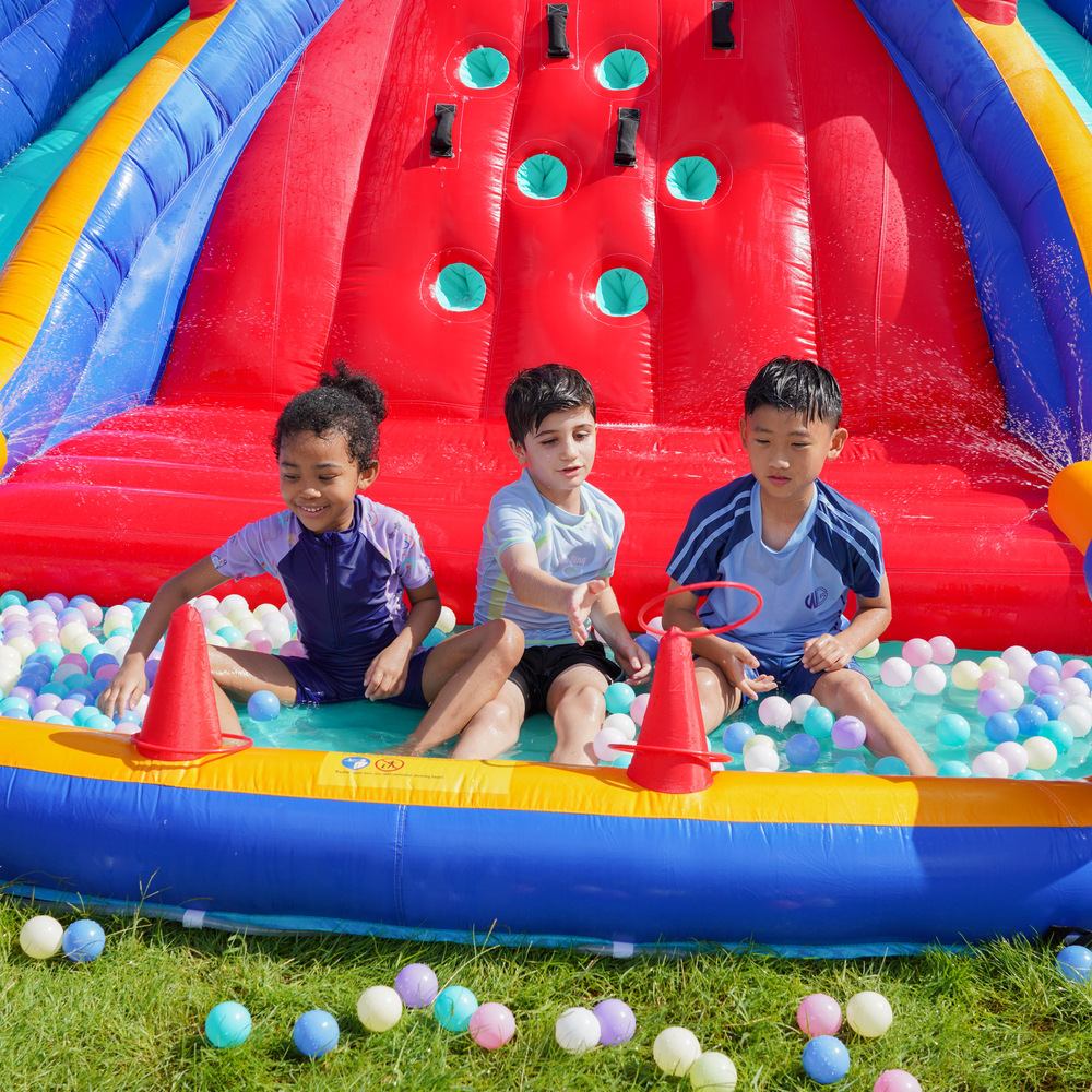 Castillo Acuático Inflable para Niños Doctor Dolphin, Tobogán, Trampolín, Juguete para Fiestas en Interiores y Exteriores, Castillo Acuático para el Hogar