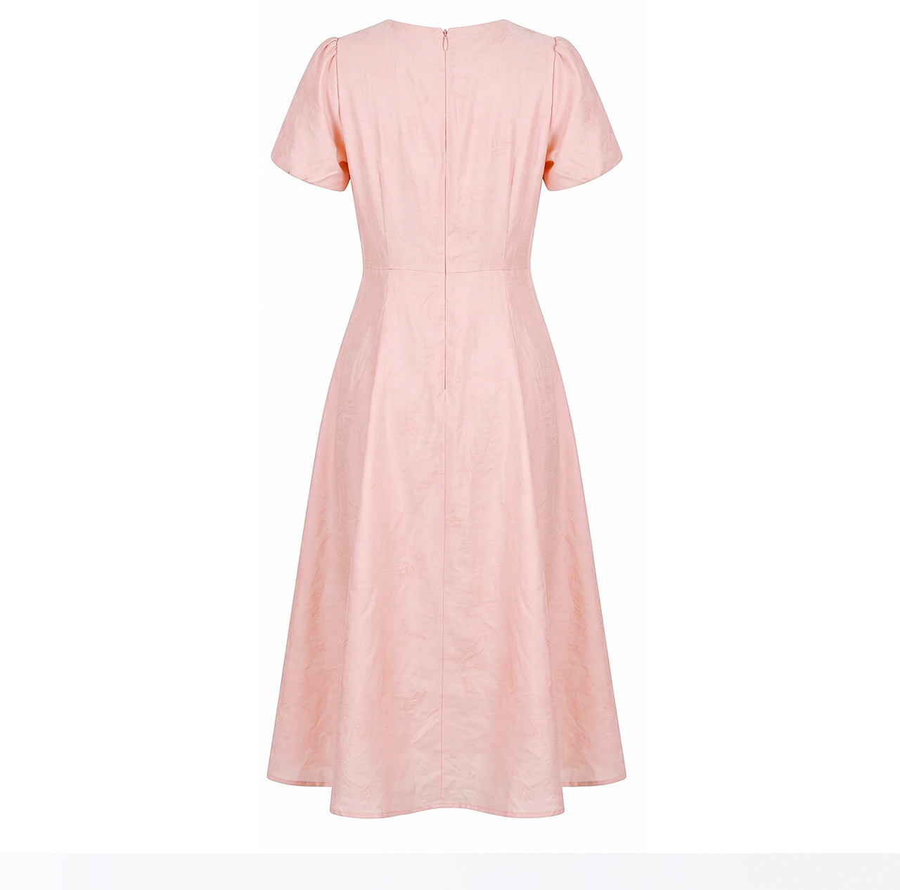 Đầm chữ A cổ V dáng suông midi họa tiết jacquard tối màu — xanh lam chi tiết 22