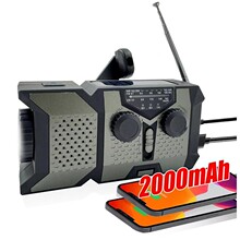 跨境户外救灾防灾应急手摇太阳能充电收音机 带照明功能收音机