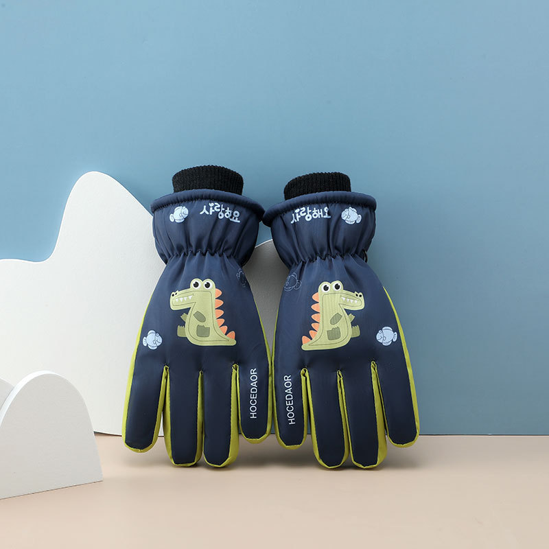 Guantes calientes para niños guantes de esquí de invierno de terciopelo grueso guantes de bicicleta impermeables y fríos guantes para niños y niñas
