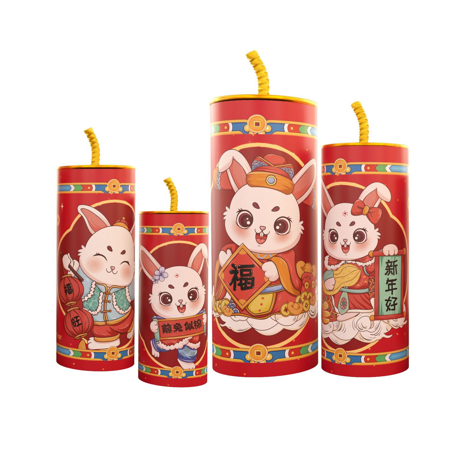 2023 Año Nuevo cañón saludo conejo Festival de Primavera Decoraciones del día de Año Nuevo Centro Comercial tienda Escuela Decoración escena diseño