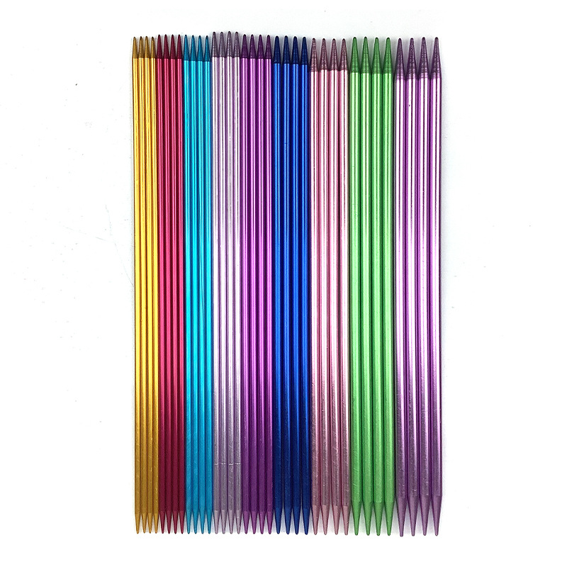 Herramientas de tejer suéter color aguja doble punta palo aguja aluminio lana longitud un conjunto de 9 paga cada paga 4 pu embalaje