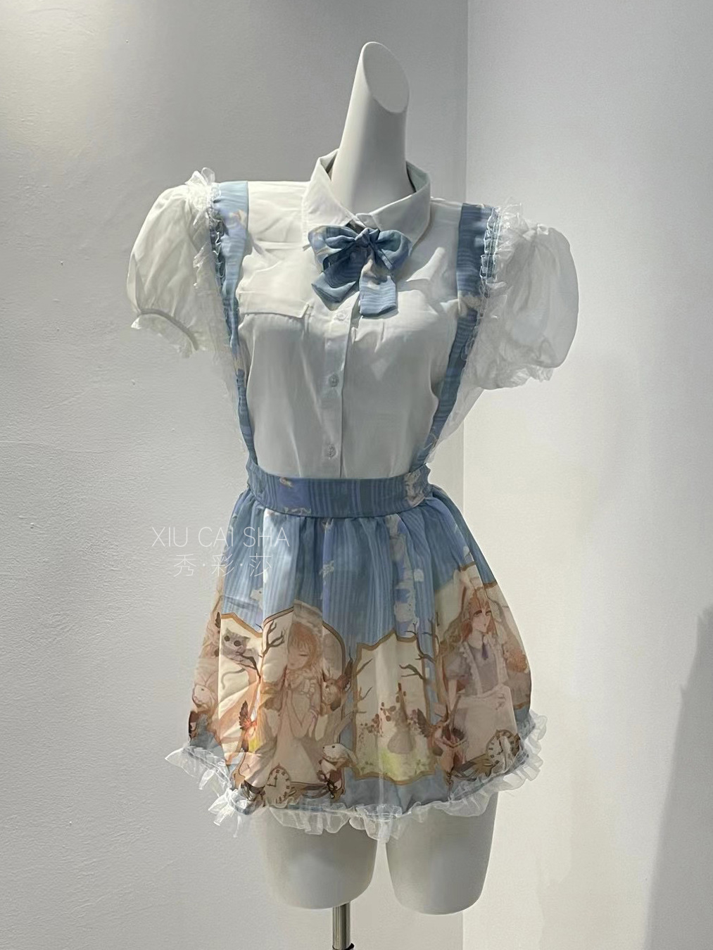 Sexy Maid Costume Set with See-Through Lace, Bow Detail and Thigh-High Stockings — detail image 13
