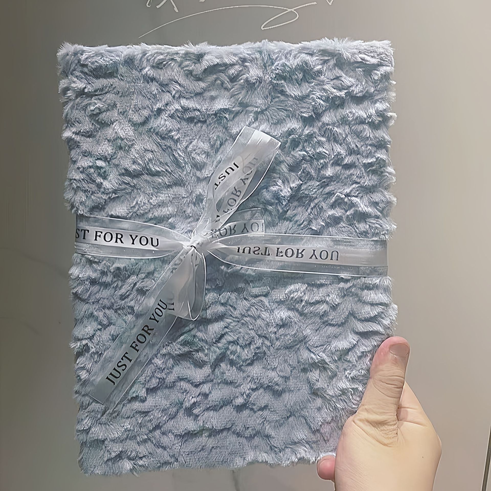 Plush blue cover big black