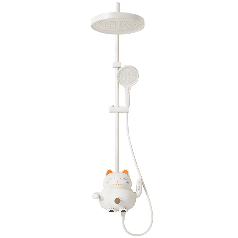 Nuevo juego de ducha de ducha Lucky Cat Modelado Boquilla sobrealimentada de control dual frío y caliente Suministro directo de fábrica