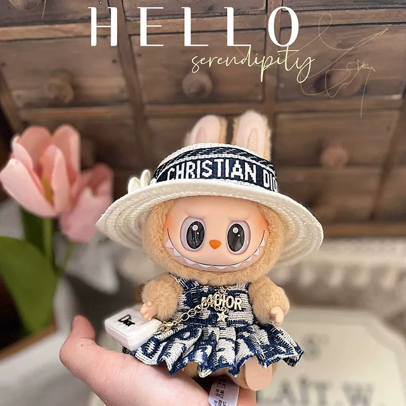 Labubu кукольная одежда 17cm сидящая вечеринка первого или второго поколения слепой коробки с плюшевой тканью одежды labubu одежда