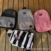 V@ns 万斯潮流棋盘格双肩包男女通用大容量百搭情侣书包