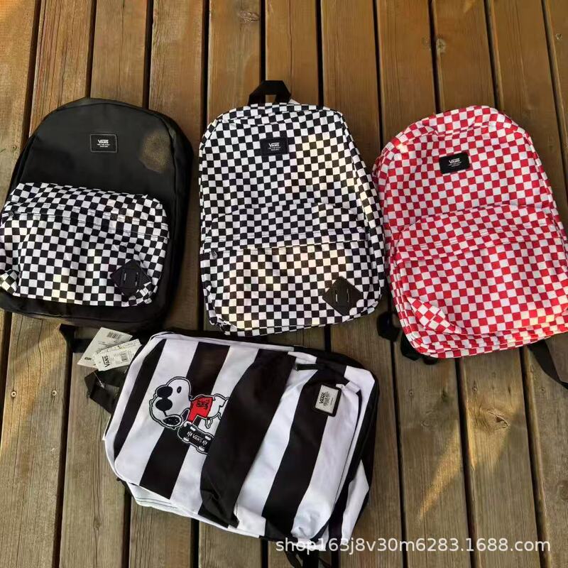 V@Ns Vans Trendyy Checkerboard Backpack Unisex Large Capacity Versatile Couple School Bag