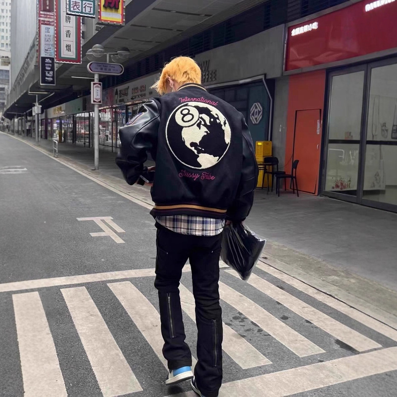 Spring and Autumn European and American High Street Men's and Women's Jackets with Earth Embroidery Couple Outfits Loose Baseball Jacket Oversize Trendy Brand Jacket Spring and Autumn European and American High Street Men's and Women's Jackets with Earth Embroidery Couple Outfits Loose Baseball Jacket Oversize Trendy Brand Jacket