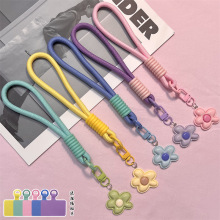手机挂绳手腕短款可爱糖果五瓣花挂件硅胶圈手工编织钥匙耳机防丢
