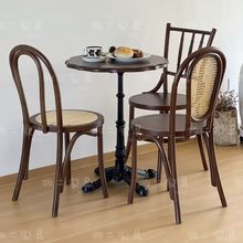复古咖啡厅桌椅组合甜品烘焙店椅子奶茶店美式西餐厅实木桌子商用
