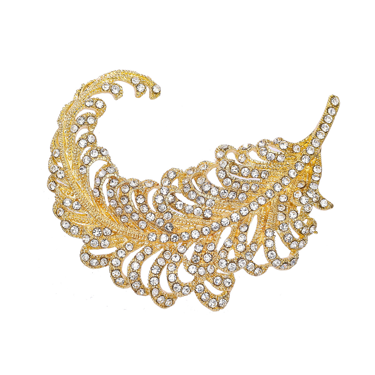 Spilla vintage a forma di piuma con strass per donna_voghion.com