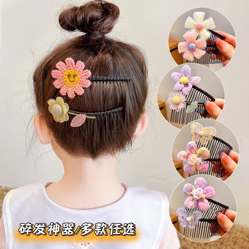 Niños artefactos de cabello rotos niñas arco de mariposa peinado de cabello rotos niñas franges de acabado de pinzas de cabello detrás de la cabeza peinado tarjeta de cabello