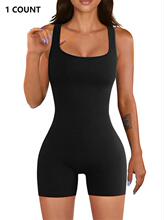 M 66930 Ribbed Square Neck Bodycon Jumpsuit ���Ʒ��������