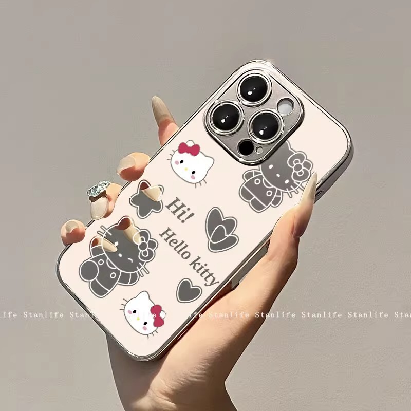 Electroplated Mirror Hollow-Out Heart-Shaped Hello Kitty Apple iPhone 17 Phone Case 16 Pro Max Full-Cover Protective Hard Case Electroplated Mirror Hollow-Out Heart-Shaped Hello Kitty Apple iPhone 17 Phone Case 16 Pro Max Full-Cover Protective Hard Case