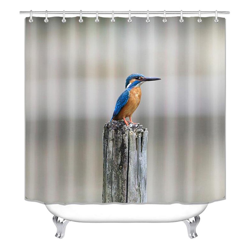 Suministro directo de cortinas de ducha de poliéster impresas con motivos de animales, pájaros y flores de Amazon, cortinas al por mayor del fabricante, cortinas impermeables para puertas