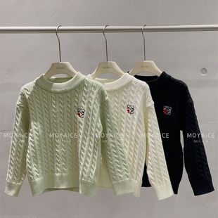 2025 Autumn and Winter Children's Knitted Bottoming Shirt Korean Style Children's Clothing Girls Fashion Gentle Small Twist Solid Color Round Neck Sweater