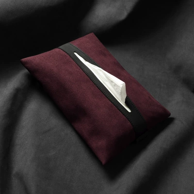 Car Tissue Box Suede Car | Car tissue box/set - wine-red-retro