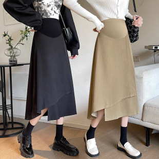 In stock Spring and Autumn new maternity skirt casual fashion outerwear irregular knitted midi skirt