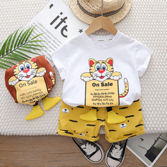男童夏季套裝2023新款潮酷兒童夏裝男孩帥氣時髦中小童短袖兩件套